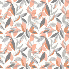 Seamless watercolor floral pattern - green leaves and branches composition on background, perfect for wrappers, wallpapers, postcards, greeting cards, wedding invitations, romantic events