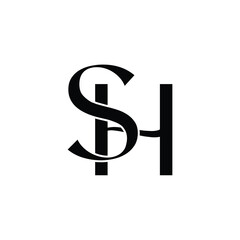 SH monogram logo design letter text name symbol monochrome logotype alphabet character simple logo