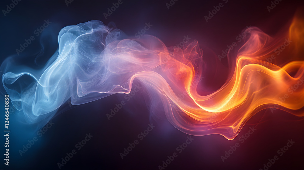 Poster Ethereal chaos of colorful smoke waves dark background abstract art digital environment dynamic viewpoint visual expression