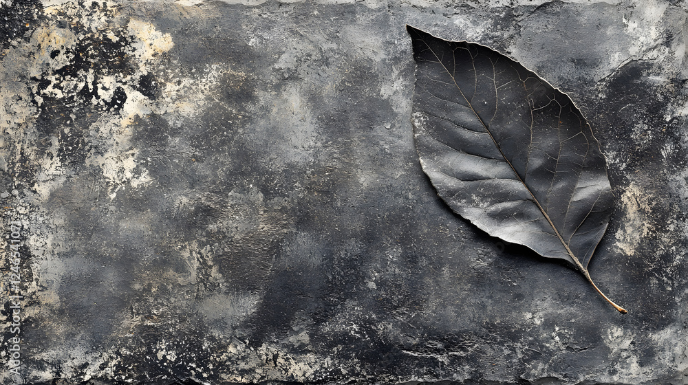 Poster abstract ascent of textured leaf chaos on dark background digital art artistic environment close-up 