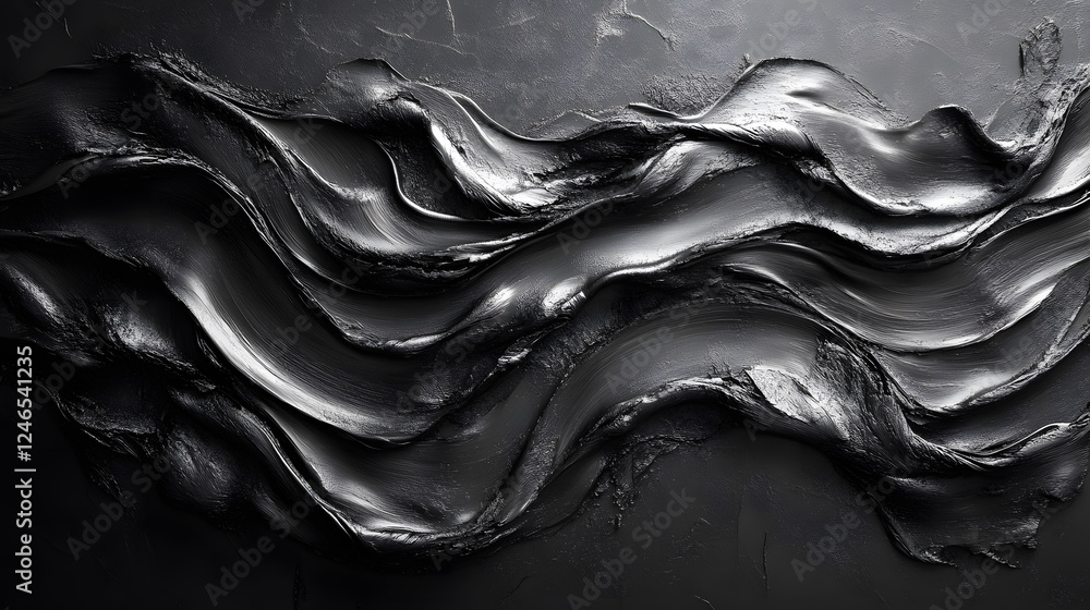 Poster dynamic black aesthetic texture waves artistic studio visual artwork minimalist environment close-up