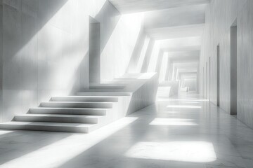 Obraz premium Luminous White Architecture: A Study in Light and Space