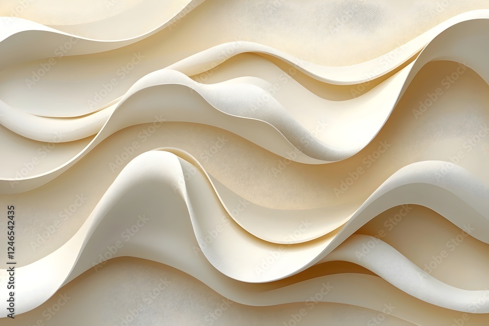 Aufkleber an abstract composition featuring soft, undulating waves of cream and beige tones, creating a serene