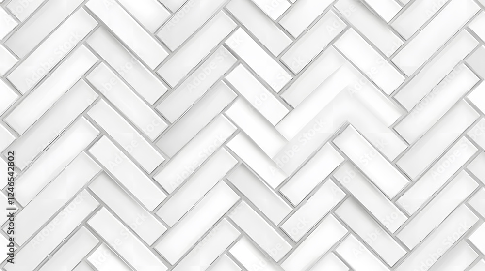 Poster white geometric herringbone pattern with a clean design and transparent background.