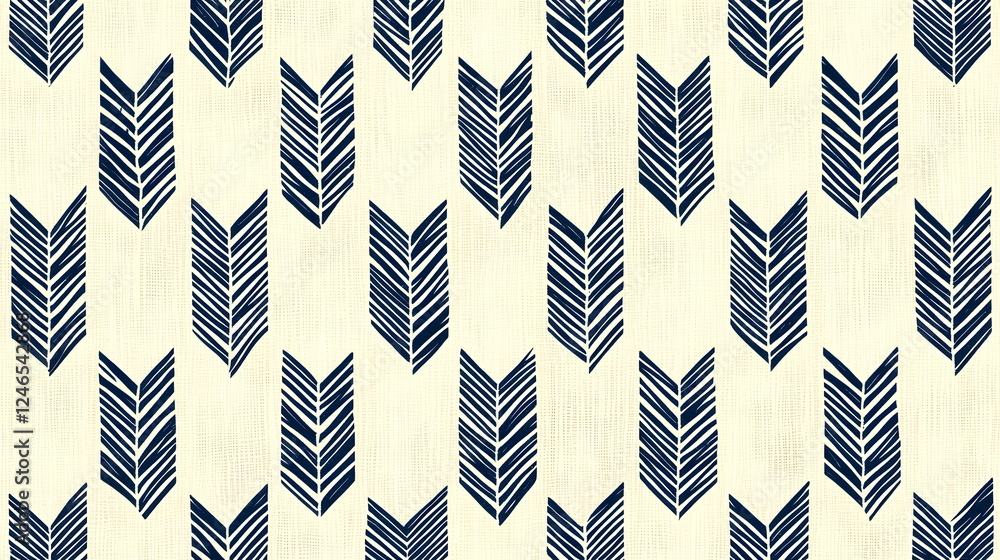 Aufkleber navy blue arrow pattern on a light beige background with a repeating design element.