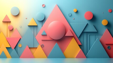 Abstract Geometric Landscape: A Symphony of Shapes and Hues