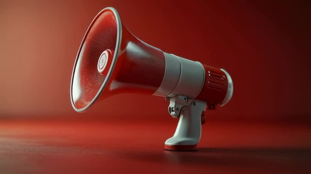 Red Megaphone Ready for Public Announcements and Communication