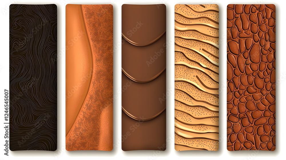 Poster textured backgrounds in various shades of brown, featuring smooth and wavy patterns.