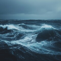 Fototapeta premium Coastal waters erupt in violent waves