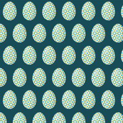 Seamless repeating pattern of colored Easter eggs.