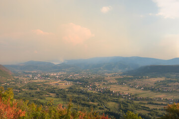 Fototapeta premium Picturesque mountains bathed in sunlight, Bosnia and Herzegovina