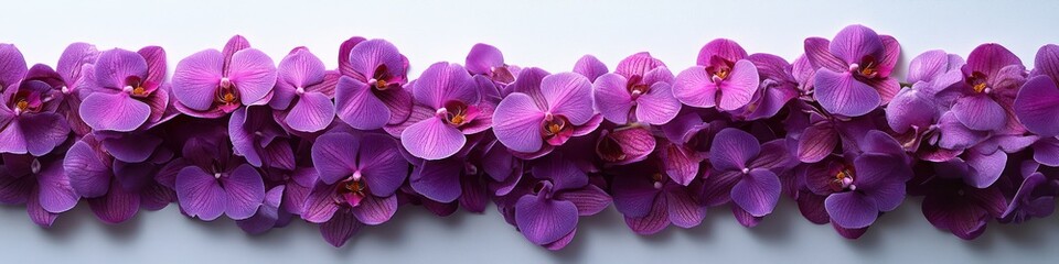 Obraz premium Purple Orchid Border: A Serene Floral Arrangement