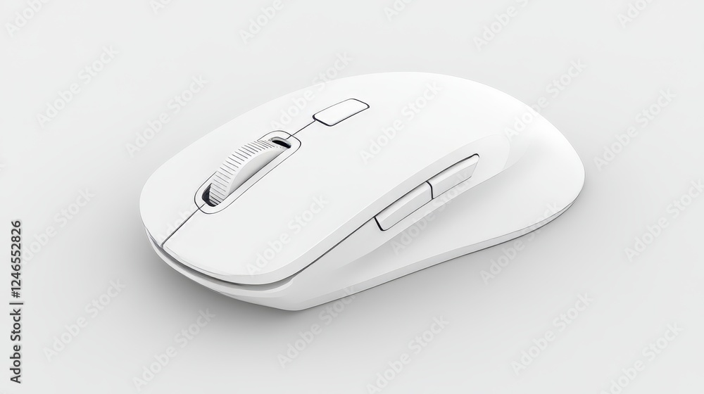 Poster white wireless computer mouse with scroll wheel and buttons