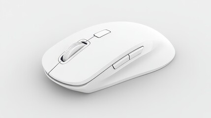 White Wireless Computer Mouse with Scroll Wheel and Buttons