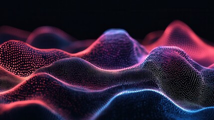Colorful 3D Waves of Dots Creating Abstract Digital Landscape