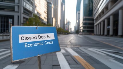 Obraz premium Closed Due to Economic Crisis in Empty City Street During Daylight