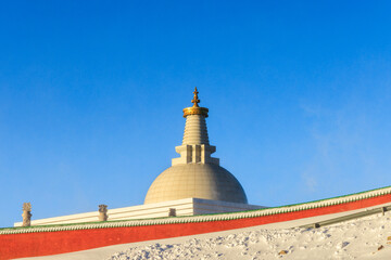 Winter snow scene of Mount Wutai, a sacred Buddhist site in Shanxi Province, China