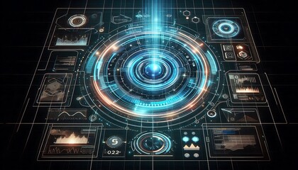 Fototapeta premium High-Tech Command Center: Revolutionizing Information Display