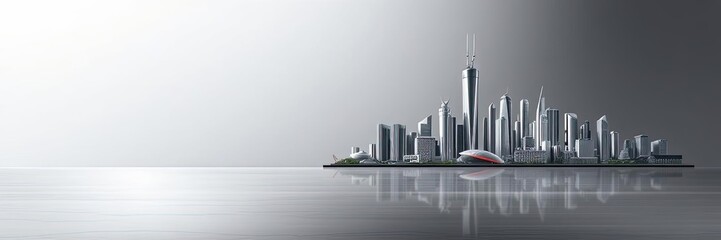Naklejka premium Modern City Skyline Urban Architecture Business Downtown Panorama