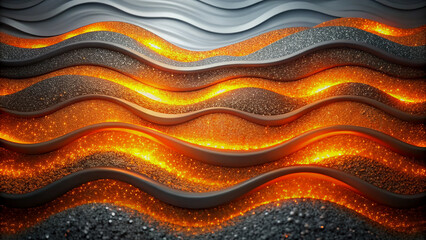 Abstract Wave Design in Metallic Orange and Gray
