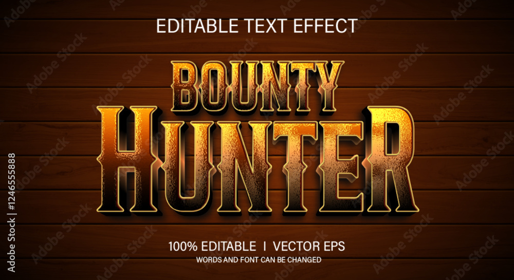 Poster cowboy 3d vector text effect with modern style design