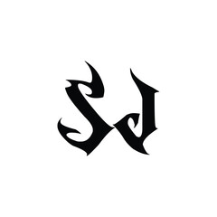 SJ monogram logo design letter text name symbol monochrome logotype alphabet character simple logo