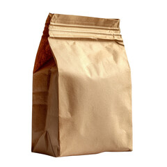 Brown Paper Bag Package for Coffee or Food Storage in White Background