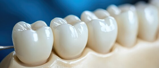 Close-Up of Dental Crowns on a Model for Oral Health Illustration