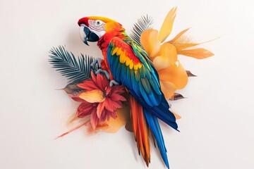 Fototapeta premium A modern geometric depiction of a macaw, using bold shapes and vibrant primary colors