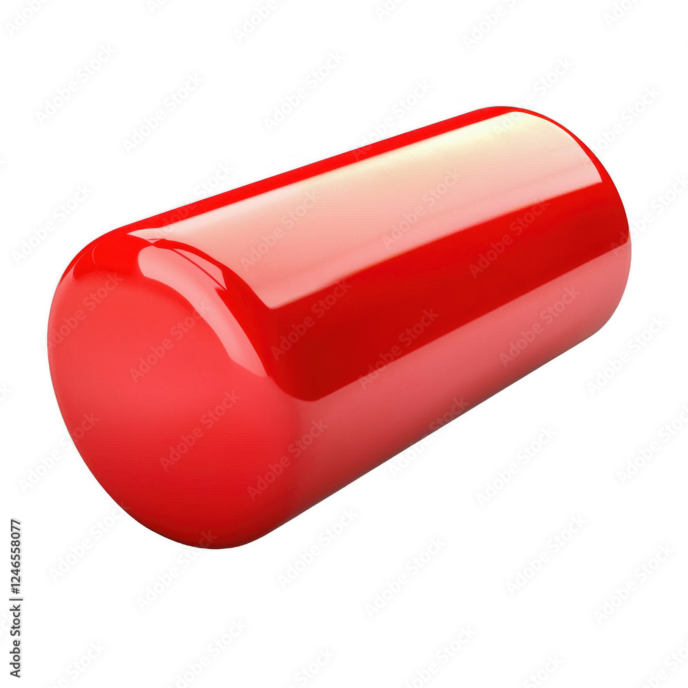 Leinwandbilder a shiny red cylindrical object with smooth surfaces and rounded edges.