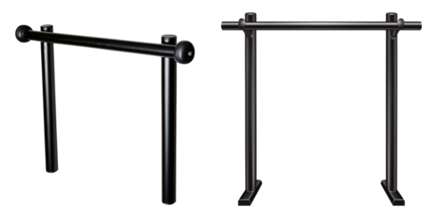 A pair of sturdy, black sports training bars designed for strength and calisthenics exercises.