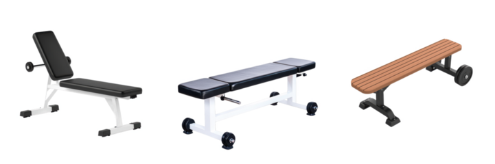 Three distinct weight benches designed for various exercises, showcasing different styles and materials.