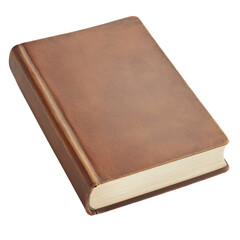 Obraz premium Brown Leather Bound Book with Blank Pages on a White Background