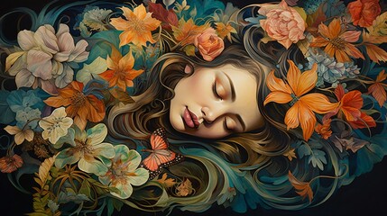 Exquisite Blossoming Flowers Painting for Home Decor and Artistic Projects