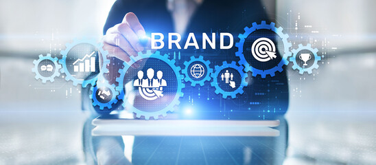 Brand development marketing strategy awareness identity advertising business finance concept.