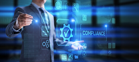 Compliance rules regulation business policy law concept.