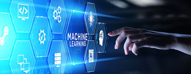 Machine learning AI Artificial intelligence neural network technology concept.