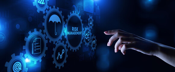 Risk management business finance concept on virtual screen.