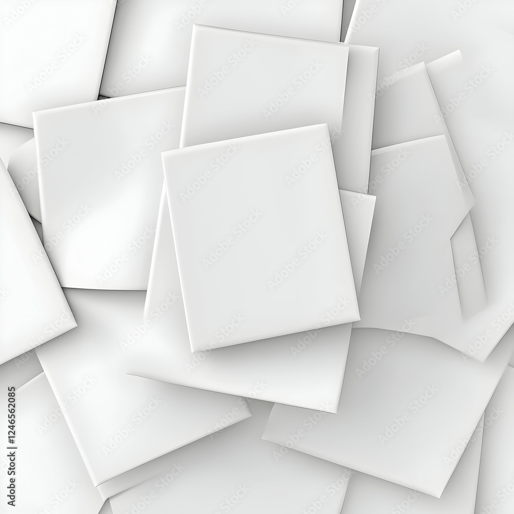 Poster abstract stack of blank white squares. possible use mockup for graphic design