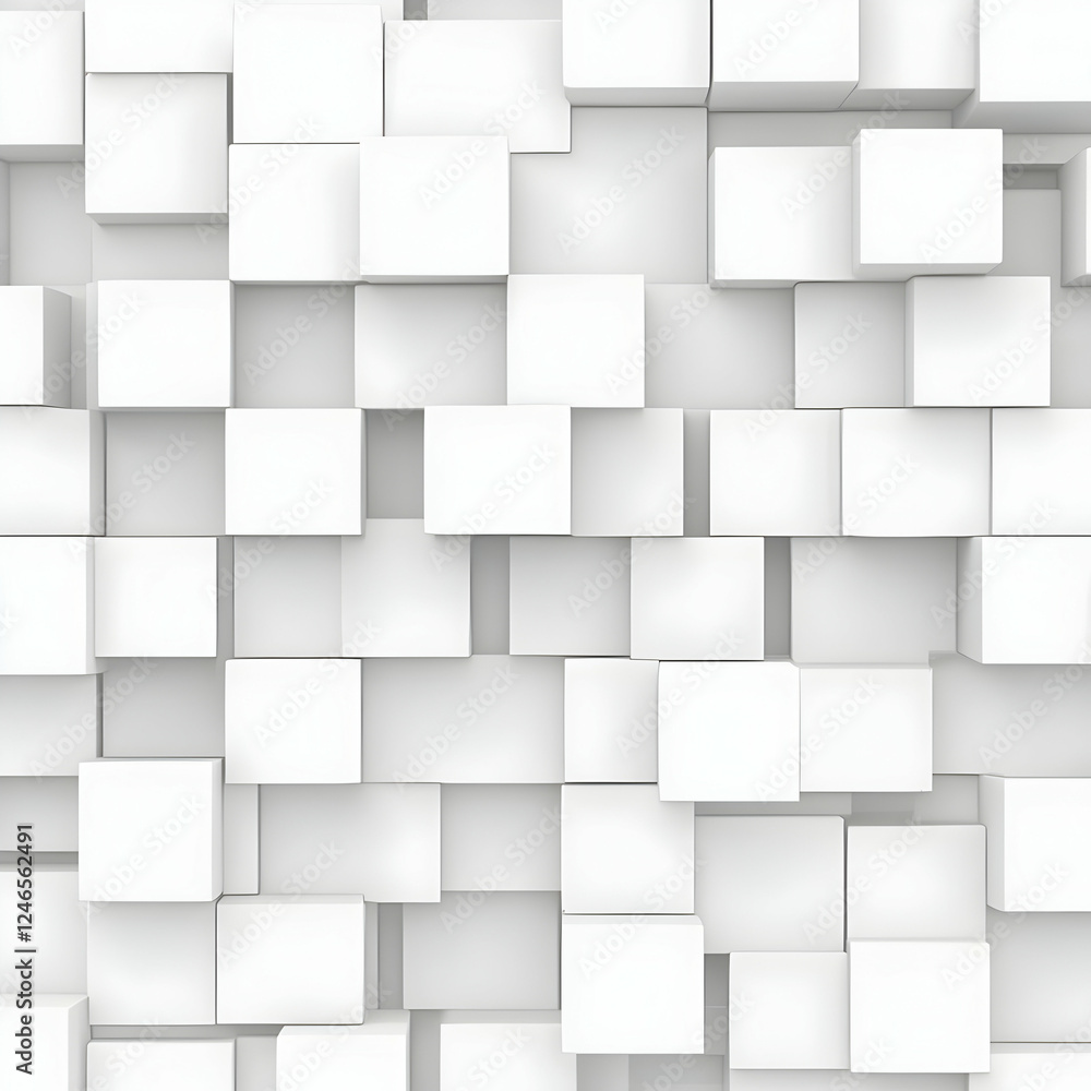 Aufkleber abstract white 3d blocks pattern background, suitable for website or graphic design