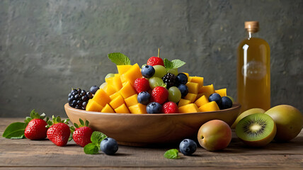 Bowl of assorted fruits  in a stylish food presentation