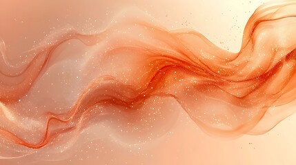Obraz premium A fluid orange and gold abstract composition featuring soft waves and sparkles, evoking a sense of tranquility and warmth in a dreamy atmosphere.