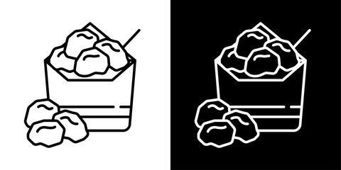 コンビニのから揚げのアイコンイラスト／パス編集可能／白黒