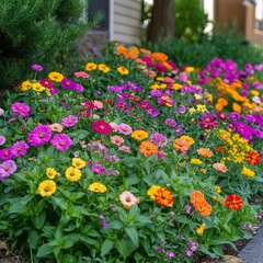 Petunias adorn vibrant flowerbed