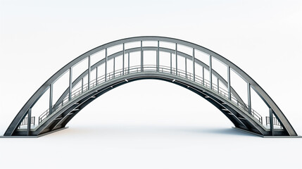 Fototapeta premium Steel Arch Bridge Against a Clean White Background