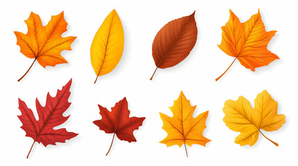 Autumn leaves graphic design, colorful fall foliage collection, isolated on white background, for seasonal use