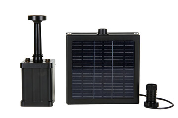 Solar powered water fountain isolated with transparent background