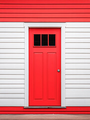 Obraz premium Residential exterior photography vibrant red door in urban environment