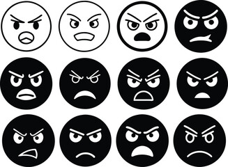 Angry emoji icon with a furious expression, furrowed brows, and a frown. Perfect for reactions, messages, and expressive design elements.
