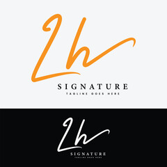 L, H, LH Initial letter logo. Alphabet LH Handwritten Signature logo